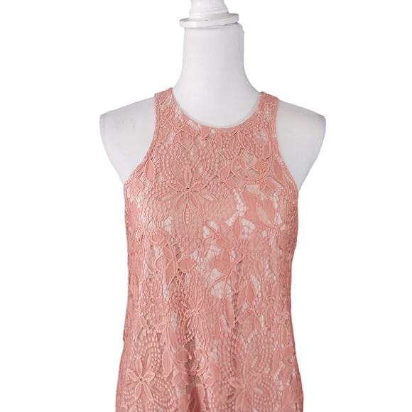 NWT@$70! EXPRESS! SWEET DUSTY MELON PINK LACE SHIFT DRESS, SLEEVELESS! SZ M - Picture 3 of 10